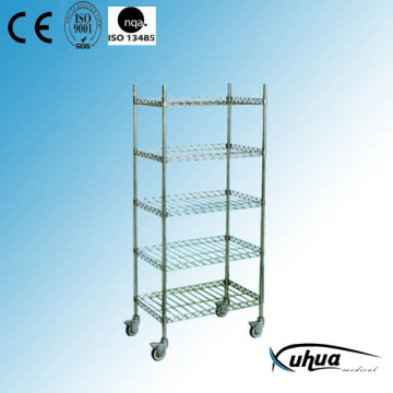 Stainless Steel Hospital Medical Mesh Shelves Trolley (R-3)